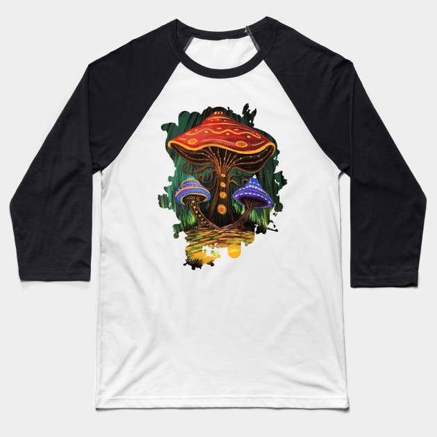 A Mushroom World Baseball T-Shirt by adamzworld